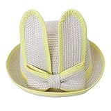 Spinas（スピナス）ベビー キッズ 大きな うさ耳付き 麦わら 帽子 かわいい リボン ストローハット 48cm 50cm 52cm