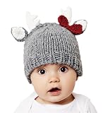 ブルーベリーヒル THE BLUEBERRY HILL ベビー 帽子 ニット帽 赤ちゃん ニット 帽子 シカ トナカイ ディア グレーリボン