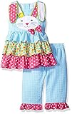 Rare Editions Toddler Girls' Seersucker Bunny Legging Set Turquoise 4 [並行輸入品]