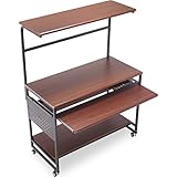 パソコンデスク プリンター棚 100cm幅 ブラウン