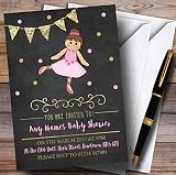 チョークゴールド女の子バレリーナバレエInvitationsベビーシャワー招待状 150 Invitations