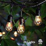 SHINE HAI Outdoor String Lights With 24 Dropped Sockets (26 Bulbs Included) Weatherproof Commercial 