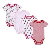 エルフ ベビー(Fairy Baby)夏ベビーボディスーツ 肌着 半袖 4枚セット 出産祝い(サイズ：4-6M) セット12