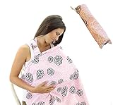 Trcoveric 授乳ケープ 360度安心 通気性抜群 ワイヤー ポケット 収納袋付き (ピンク)