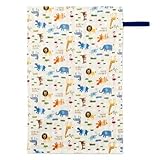 赤ちゃんにやさしい安心おむつ替えシート（日本製） 防水 コンパクト収納 出産祝い サバンナ横断どうぶつ大行進(スケアー地・生成) 日本製　B0703500