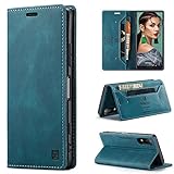 SENNWAK Xperia Ace II SO-41B ケース 手帳型 so-41b ケース 手帳型 so41b 手帳型ケース ソニー エクスペリア エース2 手帳ケース カバー Sony Xperia Ace II スマホケース 携帯ケース カバー case RFID磁気防止 スキミング防止 スマホケース 携帯カバー 肌触り良い 肌感レザー 財布型 カード収納 マグネット式 スタンド機能 ストラップホール付き 薄型 360度保護 耐衝撃 かっこいい 美しい 高質感 (Sony Xperia Ace II SO-41B 対応) ターコイズ グーリンっぽい