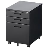 オフィスコム デスクワゴン サイドワゴン 3段 幅393×奥行547×高さ560mm ブラック ハンドル付き OWS-3TW400H-BK