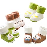 【4足セット】出産お祝い　ベビーソックス　新生児　赤ちゃん キッズファッション 綿 可愛い柄 暖かい 靴下　冬　厚手 柔らかい フルカラー 女の子 男の子 キッズ 子供 0-12ヶ月 1-3歳　3-5