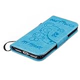 iPhone 7 ケース UNEXTATI 手帳型ケース 液晶保護 カバー カード収納 ストラップ 付き Apple iPhone7 用 高品質 PUレザー ケース Case Cover (P8 ブル