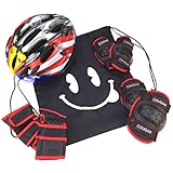 J@G 子供用 自転車用 ヘルメット ヒジ ヒザ 手首 プロテクター セット ナップサック付き 超軽量 可愛い (Mｻｲｽﾞシルバー（イーグル）(SET))