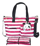 Betsy Johnson 3 Piece Fuschia/White Candy Striped Diaper Bag by Betsey Johnson