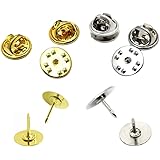 ピンバッジ 蝶タック バタフライ型留め具と土台の広い針 貼付用 ピンズ 40個セット／ゴールド&シルバー／ ハンドメイド ／蝶タック40個セット