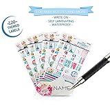 Finex – セットof 4 – write-on防水セルフLaminating名前ラベルの赤ちゃんのボトルSippy CupsランチボックスWaterボトルサンスクリーンフードコンテナベビーワイプ