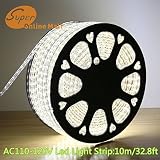 SuperonlineMall AC 110-120V Flexible Waterproof LED Strip Lights 10m/32.8ft - White [並行輸入品]