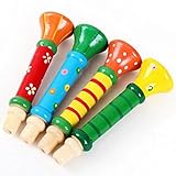 Sealive Kids Wooden Musical Instrument Toy Trumpet New Colorful Originality Baby Children Hooter Bug