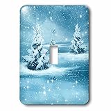 3drose Sven Herkenrathクリスマス – クリスマス雪木Xmas With Nature Landscape – 照明スイッチカバー – シングルトグルスイッチ( LSP _ 254
