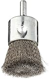 Weiler Wire End Brush, Solid End, Round Shank, Stainless Steel 302, Crimped Wire, 1" Diameter, 0.006