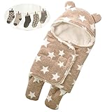 サク タスケ （sac taske） ベビー おくるみ ＆ 靴下 セット 赤ちゃん 新生児 あったか (ブラウン スター)