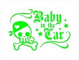 バンダナ スケルトン Baby in car 緑 カッティングステッカー ウォールステッカー