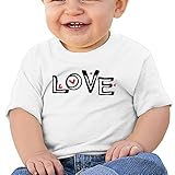 クール 子供 赤いハートとLOVEのロゴ 半袖シャツ カジュアル White Size 12 Months