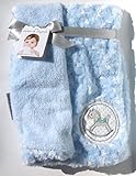 Blankets & Beyond Soft Blue Rosette Rocking Horse Baby Blanket [並行輸入品]