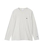 [チャンピオン] ロングTシャツ 長袖 丸首 綿100% 刺繍 ワンポイントロゴ ロングスリーブTシャツ ベーシック C8-X408 メンズ ＯグレーＸグリーン M