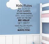 Kids Rules。Be Loud、再生ゲーム、use your imagination , sing and dance、ジャンプon the bed , Be Silly、Get Dirty、H