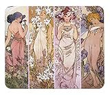 アルフォンス・ミュシャ『 四つの花 』のマウスパッド：フォトパッド（世界の名画シリーズ）