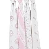 aden + anais (エイデンアンドアネイ) おくるみ classic swaddle 4個セット 小鳥ピンクドット 出産祝い ブランケット [並行輸入品]
