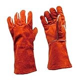 Fenteer 溶接手袋　作業用　牛革製　熱や磨耗に強い　快適性　４色　 - オレンジ