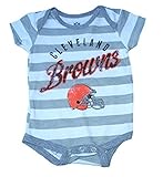 Cleveland Browns Infant Onesieサイズ24か月NFL Distressed印刷ボディスーツ – グレー&ホワイトストライプクリーパー