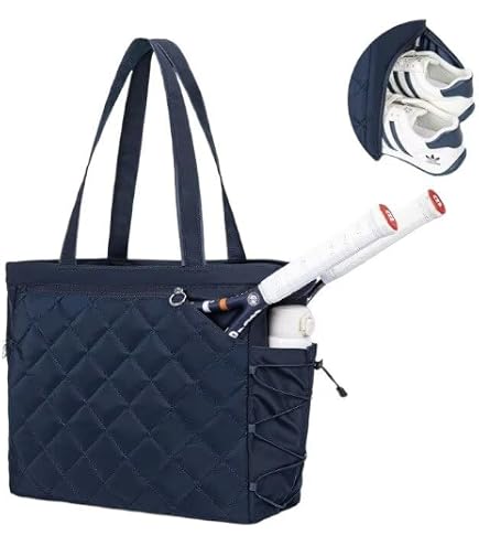 テニス トートバッグ（シューズ収納付き） - 大型キルティング ピックルボールバ Amazon.co.jp: テニス トートバッグ（シューズ収納付き） - 大型