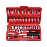 46PCS 1/4 ソケットセット ビットセット 工具