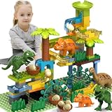 恐竜マーブルランビルディングブロック/125個 クラシックビッグブロック Legoデュプロに対応 2~5歳/モンテッソーリ学習STEMおもちゃ/幼児用大理石迷路レーストラックギフトおもちゃ 対象年齢3、4、5、6、7、8歳以上
