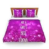 Kess InHouse Beth Engel 'Sparkles are a Girls Best Friend' Purple Glitter Queen Fleece Duvet Cover, 