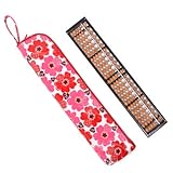 楽しく計算おしゃれそろばんセット(木製・23桁)　ノルディックフラワー・レッド　日本製　N5703520