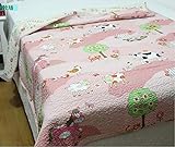 J-pino Baby Cartoon Printed Reversible Cozy Bed Coverlet Quilt 100% Cotton Blanket Gift for Boys & G