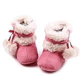 ゴシレ Gosear 新生児 赤ちゃん 冬 温かみ ソフト 綿 靴 ブーツ ベビーブーツ クリスマス ベビー シューズ ため 6-12ヶ月 赤ちゃん 薄赤色 S