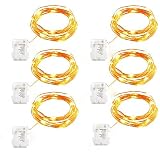 WLWJ イルミネーションライト 2m 20 LED 飾りライト ワイヤーライト 室内 クリスマス/ウエディング/パーティー/結婚式(6個セット, 電球色)