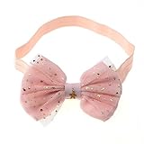 Domybestベビーヘアバンド 　リボン　2色選べる　星プリント　キッズ 子供 カチューシャ 髪飾り 新生児 赤ちゃん 出産祝い 誕生日 記念日 撮影 (ピンク)