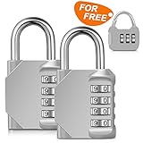 Adoric 3 - Pack 4桁Weatherproof組み合わせ南京錠、2 - Packの学校の、従業員、アウトドア、ジム&スポーツロッカー(シルバー)