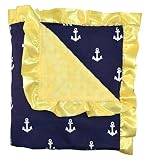 Unique Baby Trendy Blanket with Satin Ruffle Edges Anchor Print Yellow by Unique Baby