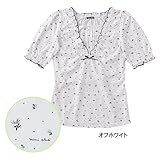 花柄プリント半そで授乳Ｔシャツ　オフホワイト　Ｌ