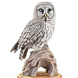 GREAT OWL ON BRANCH Figurine with Realistic、本物のような詳細 グレー 39279 GREY
