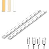 人感センサーライト Type-C充電式 キッチン用ライト 3つの色温度 足元灯 LEDバーライト 調節可能な明るさ 昼・夜・常時3つモード 超薄型 寝室・キャビネット・廊下・階段用 マグネット付 40cm (2パック)