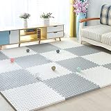 ジョイントマット 大判 60×60×1.2CM 6枚 サイドパーツ付 パズルマット 衝撃吸収 抗菌 防音 キズ防止 転倒防止 防水 洗える ペット用 子供用 床暖房対応 プレイマット フロアマットホワイト＋グレー