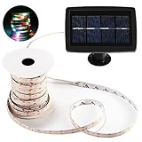 Solar Strip Lights, GRDE 16.4 ft LED Flexible and Cuttable Solar String lights, Waterproof IP 65, 2