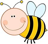 Wallmonkeys Smiling Bumble Bee Cartoon Mascot Character Flying Peel and Stick Wall Decals (12 in W x