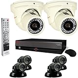 REVO America Surveillance System with 16-Channel 4TB DVR, 4 Mini Turret Cameras and 2 Elite Turret C