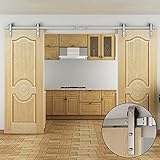 スライド式 納屋 ドア ハードウェア 12 FT Stainless Steel シルバー OTSDT1208SL